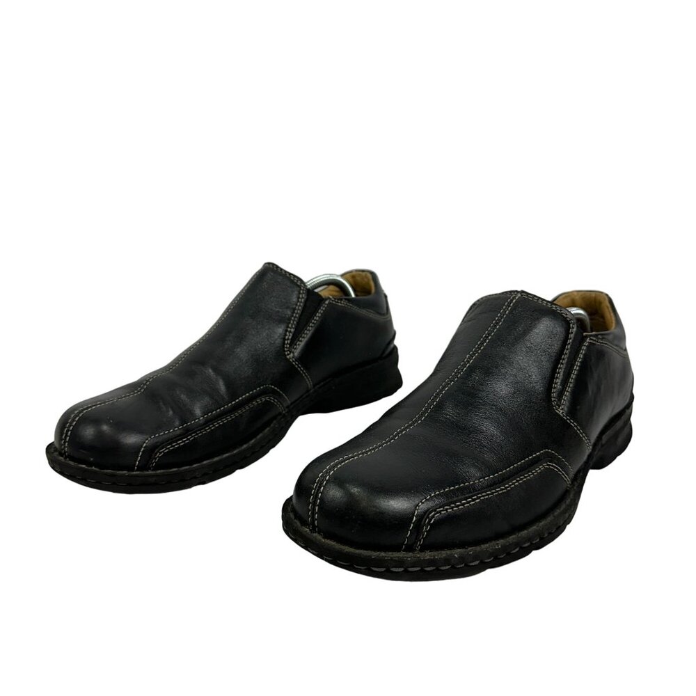 Dockers Mens 11M Black Leather Slip On Shoes Comfort Loafers All Motion
